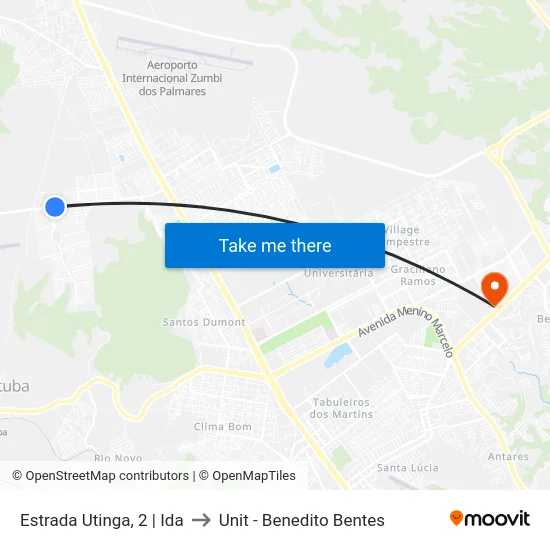 Estrada Utinga, 2 | Ida to Unit - Benedito Bentes map