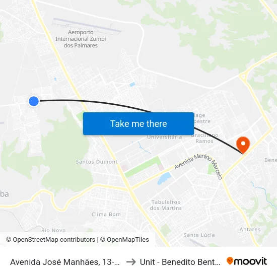 Avenida José Manhães, 13-15 to Unit - Benedito Bentes map