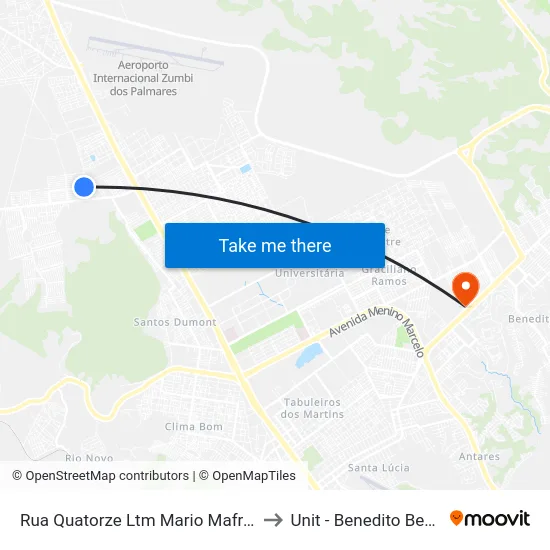 Rua Quatorze Ltm Mario Mafra, 52 to Unit - Benedito Bentes map