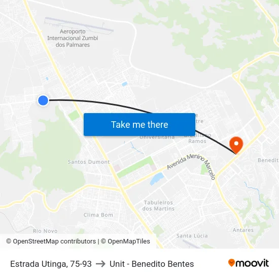 Estrada Utinga, 75-93 to Unit - Benedito Bentes map