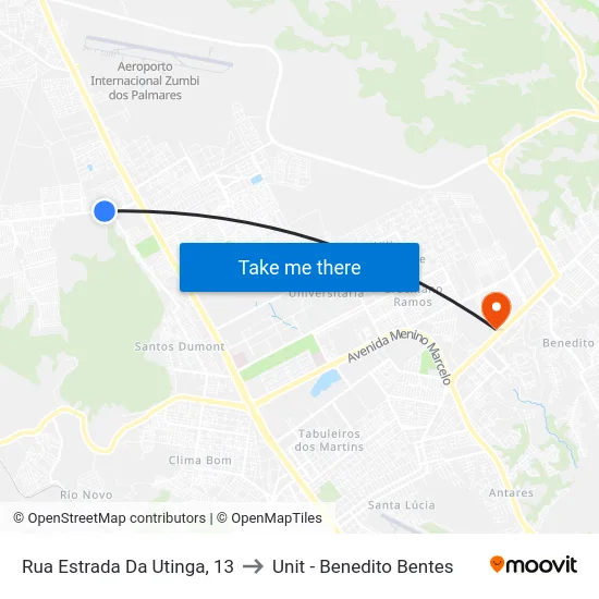 Rua Estrada Da Utinga, 13 to Unit - Benedito Bentes map