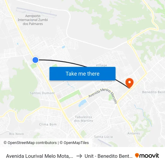Avenida Lourival Melo Mota, 66 to Unit - Benedito Bentes map