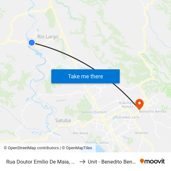 Rua Doutor Emílio De Maia, 381 to Unit - Benedito Bentes map
