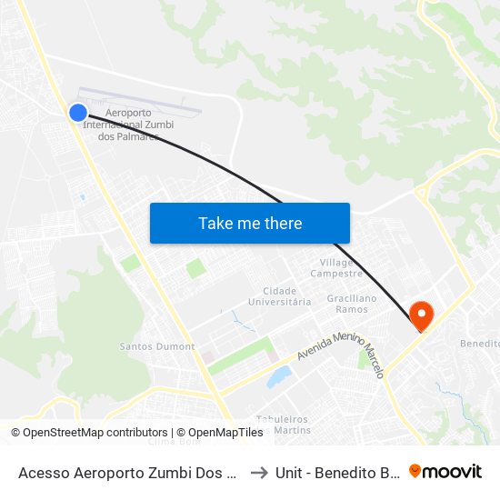 Acesso Aeroporto Zumbi Dos Palmares to Unit - Benedito Bentes map