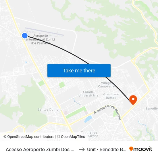 Acesso Aeroporto Zumbi Dos Palmares to Unit - Benedito Bentes map