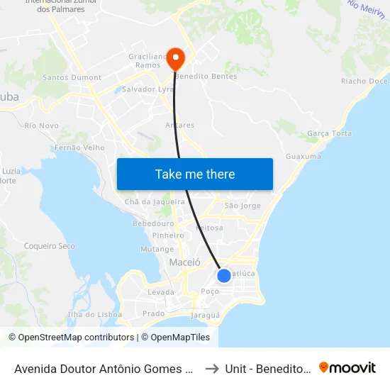 Avenida Doutor Antônio Gomes De Barros, 849 to Unit - Benedito Bentes map