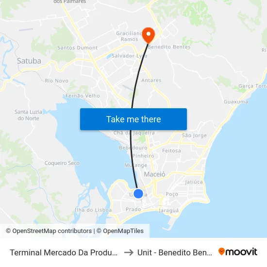 Terminal Mercado Da Produção to Unit - Benedito Bentes map