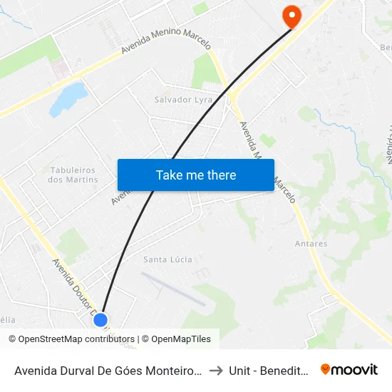 Avenida Durval De Góes Monteiro, 1741 | Carajás to Unit - Benedito Bentes map