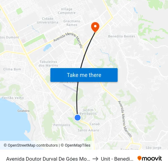 Avenida Doutor Durval De Góes Monteiro, 125 | Funasa to Unit - Benedito Bentes map