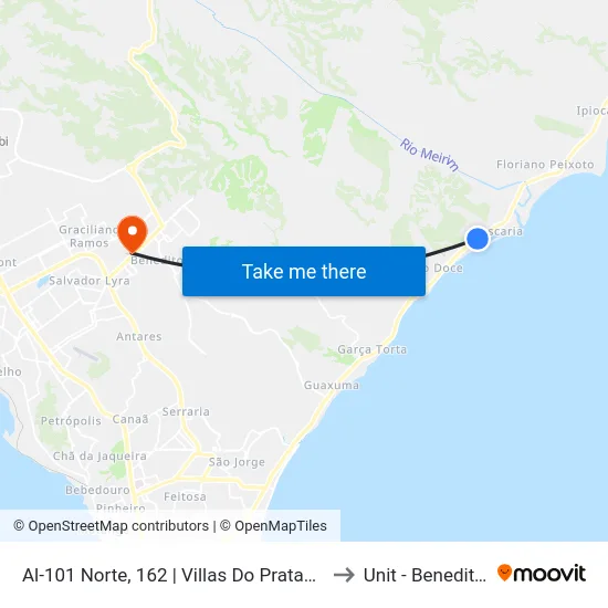 Al-101 Norte, 162 | Villas Do Pratagy (Sentido Cidade) to Unit - Benedito Bentes map