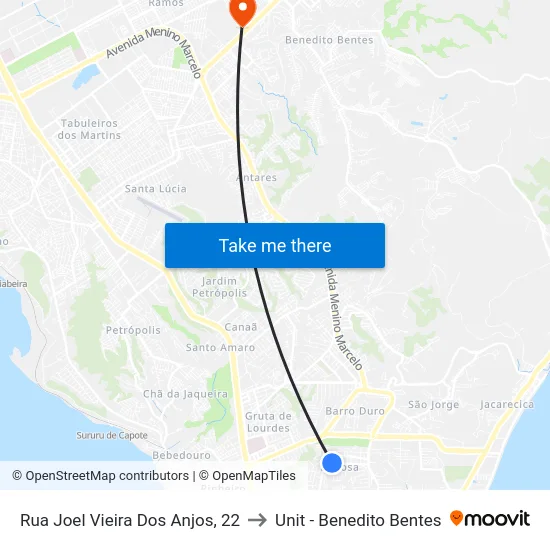 Rua Joel Vieira Dos Anjos, 22 to Unit - Benedito Bentes map
