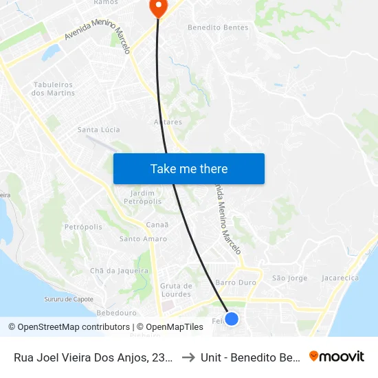 Rua Joel Vieira Dos Anjos, 238-294 to Unit - Benedito Bentes map
