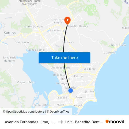 Avenida Fernandes Lima, 175 to Unit - Benedito Bentes map