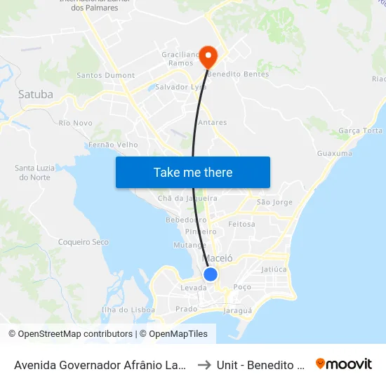 Avenida Governador Afrânio Lages | Bolão to Unit - Benedito Bentes map