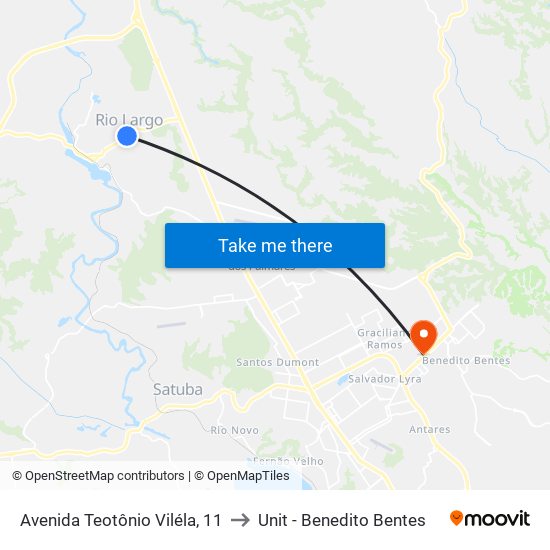 Avenida Teotônio Viléla, 11 to Unit - Benedito Bentes map