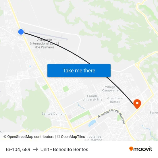Br-104, 689 to Unit - Benedito Bentes map