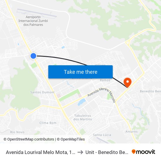 Avenida Lourival Melo Mota, 11600 to Unit - Benedito Bentes map