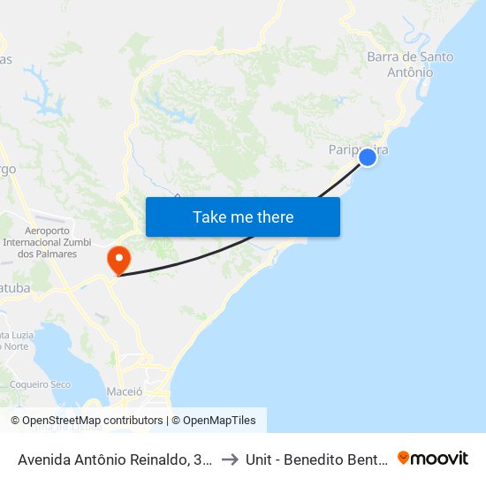 Avenida Antônio Reinaldo, 377 to Unit - Benedito Bentes map
