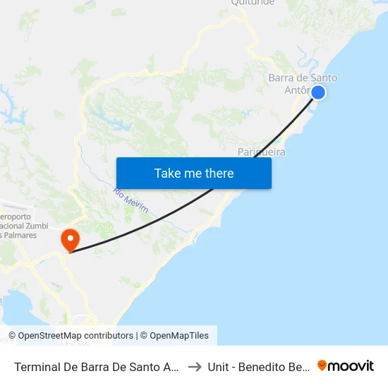 Terminal De Barra De Santo Antonio to Unit - Benedito Bentes map