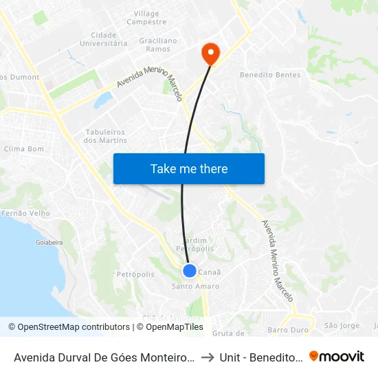 Avenida Durval De Góes Monteiro, 10730-11356 to Unit - Benedito Bentes map