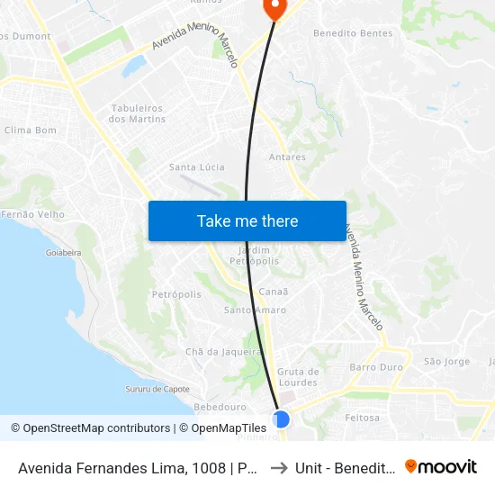 Avenida Fernandes Lima, 1008 | Ponto Metropolitano to Unit - Benedito Bentes map