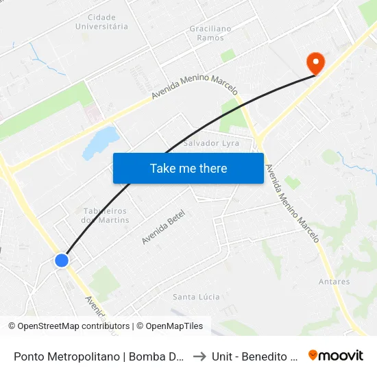 Ponto Metropolitano | Bomba Do Gonzaga to Unit - Benedito Bentes map