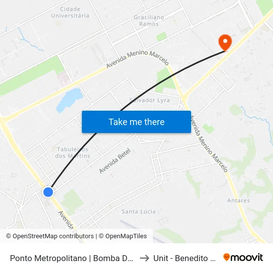Ponto Metropolitano | Bomba Do Gonzaga to Unit - Benedito Bentes map