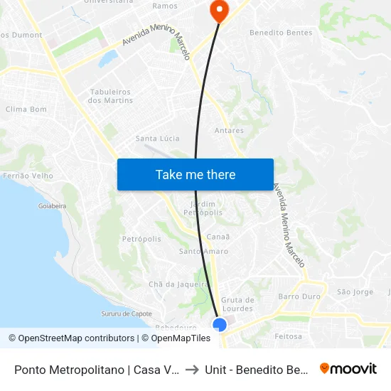 Ponto Metropolitano | Casa Vieira to Unit - Benedito Bentes map