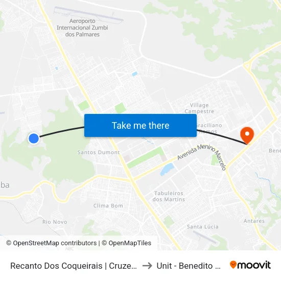 Recanto Dos Coqueirais | Cruzeiro Do Sul to Unit - Benedito Bentes map
