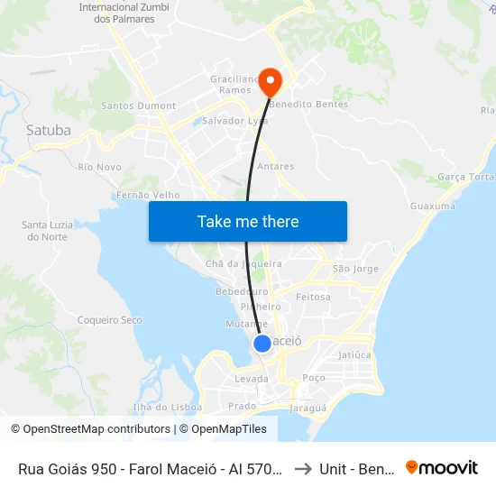 Rua Goiás 950 - Farol Maceió - Al 57055-150 República Federativa Do Brasil to Unit - Benedito Bentes map