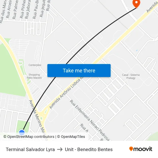 Terminal Salvador Lyra to Unit - Benedito Bentes map
