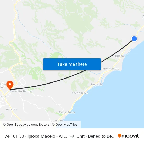 Al-101 30 - Ipioca Maceió - Al Brasil to Unit - Benedito Bentes map