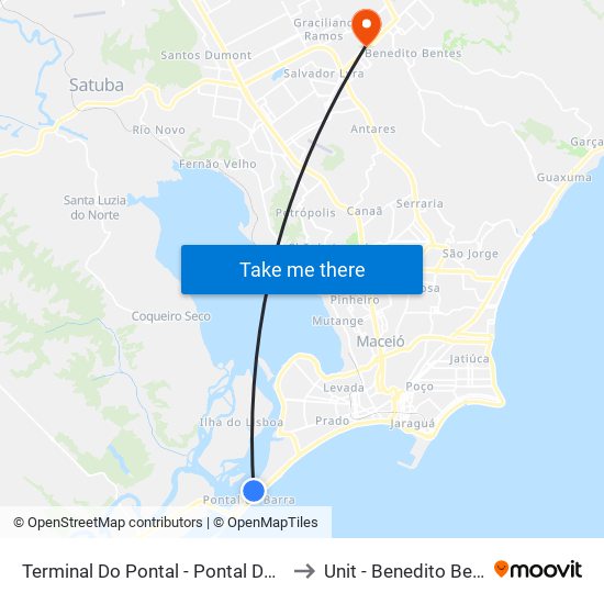 Terminal Do Pontal - Pontal Da Barra to Unit - Benedito Bentes map