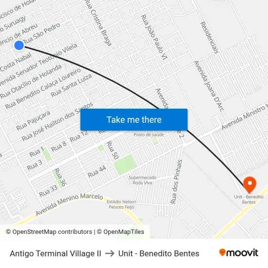Antigo Terminal Village II to Unit - Benedito Bentes map