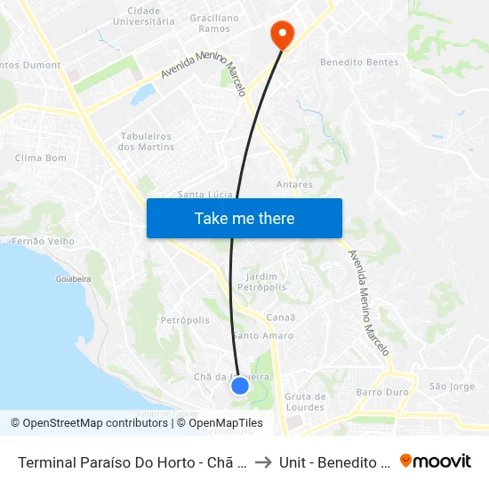 Terminal Paraíso Do Horto - Chã De Jaqueira to Unit - Benedito Bentes map