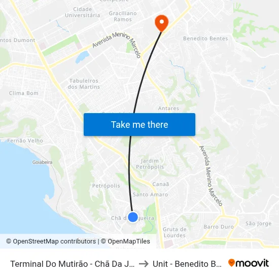 Terminal Do Mutirão - Chã Da Jaqueira to Unit - Benedito Bentes map