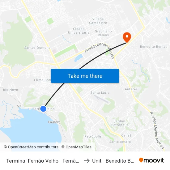 Terminal Fernão Velho - Fernão Velho to Unit - Benedito Bentes map