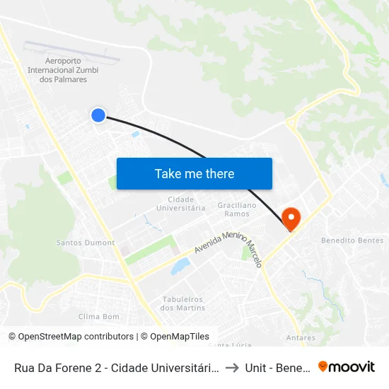 Rua Da Forene 2 - Cidade Universitária Maceió - Al 57072-294 Brasil to Unit - Benedito Bentes map