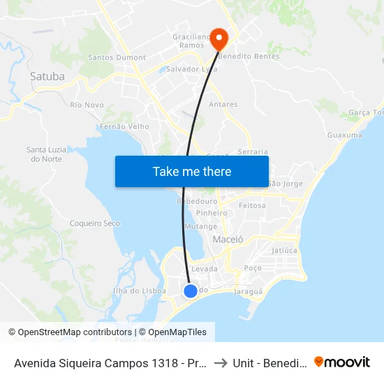 Avenida Siqueira Campos 1318 - Prado Maceió - Al Brasil to Unit - Benedito Bentes map
