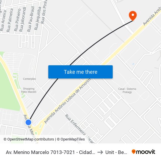 Av. Menino Marcelo 7013-7021 - Cidade Universitária Maceió - Al 57073-470 Brasil to Unit - Benedito Bentes map