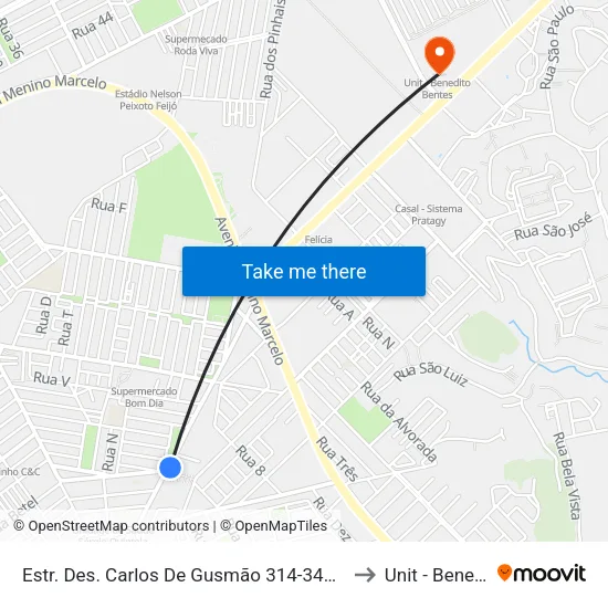 Estr. Des. Carlos De Gusmão 314-342 - Santa Lúcia Maceió - Al Brazil to Unit - Benedito Bentes map