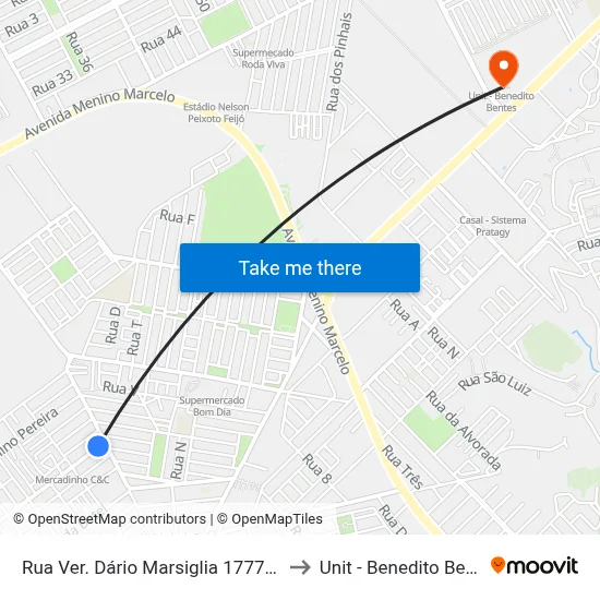 Rua Ver. Dário Marsiglia 1777-1937 to Unit - Benedito Bentes map
