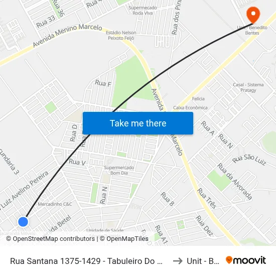 Rua Santana 1375-1429 - Tabuleiro Do Martins Maceió - Al 57081-020 República Federativa Do Brasil to Unit - Benedito Bentes map