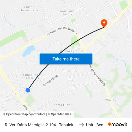 R. Ver. Dário Marsiglia 2-104 - Tabuleiro Do Martins Maceió - Al 57081-020 Brasil to Unit - Benedito Bentes map