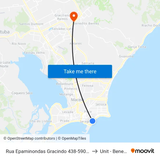 Rua Epaminondas Gracindo 438-590 - Pajuçara Maceió - Al Brasil to Unit - Benedito Bentes map