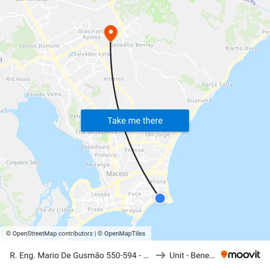 R. Eng. Mario De Gusmão 550-594 - Ponta Verde Maceió - Al Brasil to Unit - Benedito Bentes map