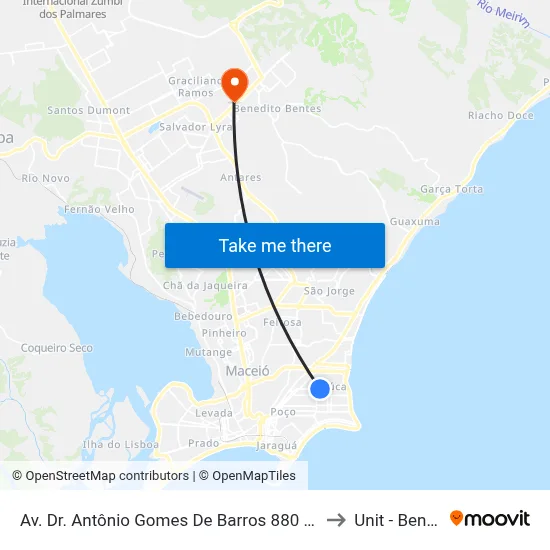Av. Dr. Antônio Gomes De Barros 880 - Jatiúca Maceió - Al 57036-000 Brasil to Unit - Benedito Bentes map