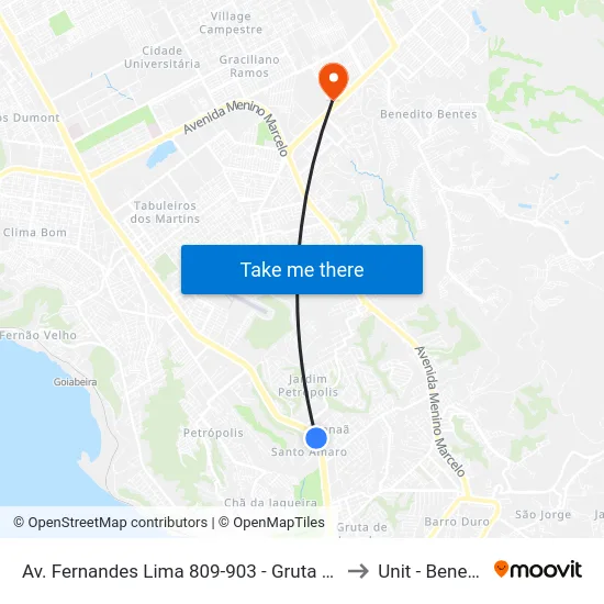 Av. Fernandes Lima 809-903 - Gruta De Lourdes Maceió - Al Brasil to Unit - Benedito Bentes map