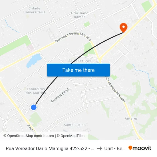 Rua Vereador Dário Marsiglia 422-522 - Tabuleiro Do Martins Maceió - Al 57081-020 Brasil to Unit - Benedito Bentes map