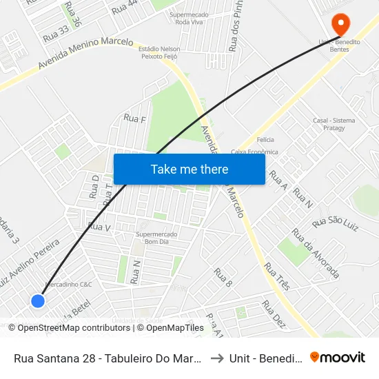 Rua Santana 28 - Tabuleiro Do Martins Maceió - Al Brasil to Unit - Benedito Bentes map